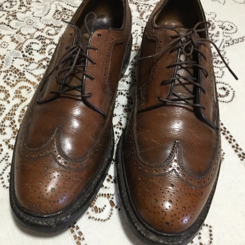 Vintage Florsheim Imperial 93602 V-Cleat Longwing Leather Shoes 9.5D Gunboat USA